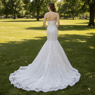 Vintage Mermaid Lace Wedding Dress with High Neck Cape - Rosymae