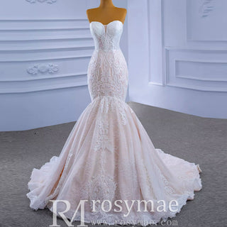 Vintage Mermaid Lace Wedding Dress with High Neck Cape - Rosymae