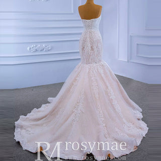 Vintage Mermaid Lace Wedding Dress with High Neck Cape - Rosymae