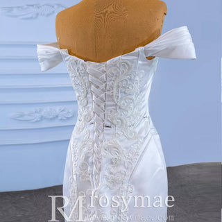 Vintage Mermaid Satin Wedding Dresses with Detachable Skirt - Rosymae
