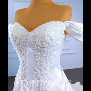 Vintage Mermaid Satin Wedding Dresses with Detachable Skirt - Rosymae