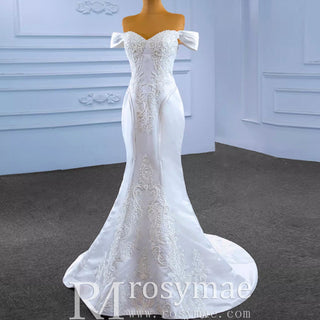 Vintage Mermaid Satin Wedding Dresses with Detachable Skirt - Rosymae
