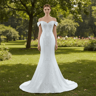 Vintage Mermaid Satin Wedding Dresses with Detachable Skirt - Rosymae