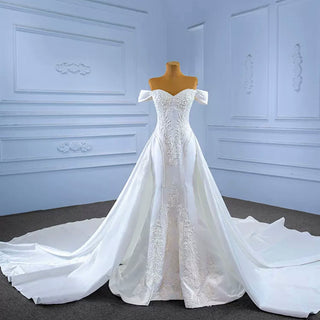 Vintage Mermaid Satin Wedding Dresses with Detachable Skirt - Rosymae
