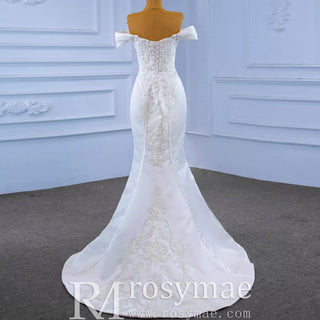 Vintage Mermaid Satin Wedding Dresses with Detachable Skirt - Rosymae