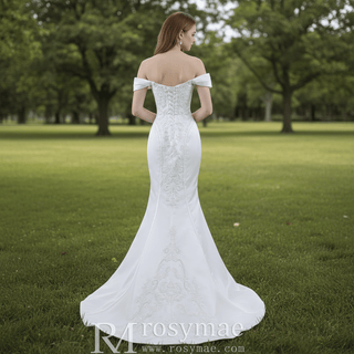 Vintage Mermaid Satin Wedding Dresses with Detachable Skirt - Rosymae
