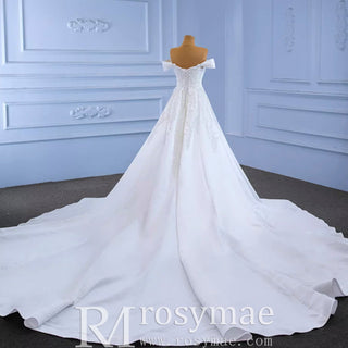 Vintage Mermaid Satin Wedding Dresses with Detachable Skirt - Rosymae