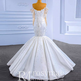 Vintage Off the Shoulder Mermaid Wedding Dresses with Long Sleeves - Rosymae