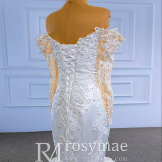Vintage Off the Shoulder Mermaid Wedding Dresses with Long Sleeves - Rosymae