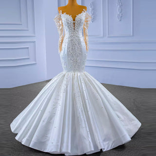 Vintage Off the Shoulder Mermaid Wedding Dresses with Long Sleeves - Rosymae