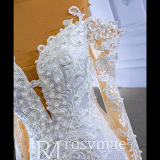 Vintage Off the Shoulder Mermaid Wedding Dresses with Long Sleeves - Rosymae