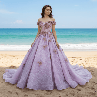 Vintage Off the Shoulder Purple Wedding Dresses and Bridal Gowns - Rosymae