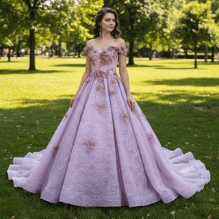 Vintage Off the Shoulder Purple Wedding Dresses and Bridal Gowns - Rosymae