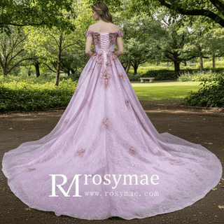 Vintage Off the Shoulder Purple Wedding Dresses and Bridal Gowns - Rosymae