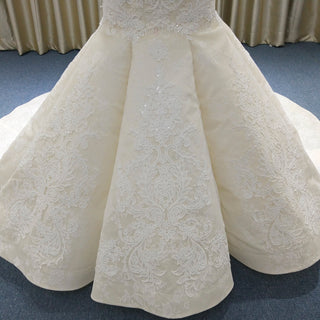 Vintage Off the Shoulder Trumpet Wedding Dress with Floral Lace Appliqued - Rosymae