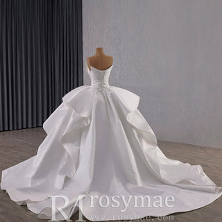 Vintage Ruffle Puffy Ball Gown Wedding Dress with Ruffle Skirt - Rosymae