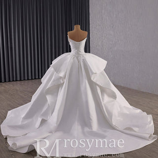 Vintage Ruffle Puffy Ball Gown Wedding Dress with Ruffle Skirt - Rosymae
