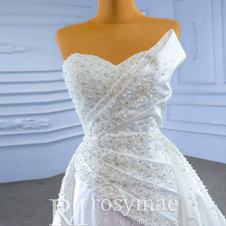 Vintage Satin Strapless Wedding Dresses with Overskirt - Rosymae