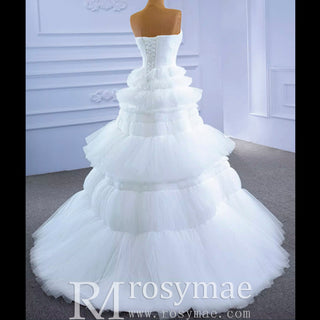Vintage Strapless Tulle Ball Gown Wedding Dress with Sweetheart - Rosymae