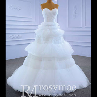 Vintage Strapless Tulle Ball Gown Wedding Dress with Sweetheart - Rosymae