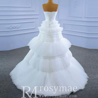 Vintage Strapless Tulle Ball Gown Wedding Dress with Sweetheart - Rosymae