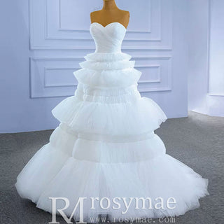 Vintage Strapless Tulle Ball Gown Wedding Dress with Sweetheart - Rosymae