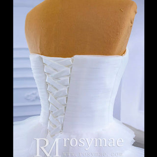 Vintage Strapless Tulle Ball Gown Wedding Dress with Sweetheart - Rosymae