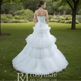 Vintage Strapless Tulle Ball Gown Wedding Dress with Sweetheart - Rosymae