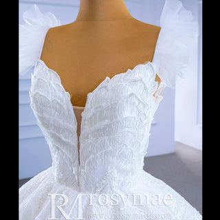 Vintage Tiered Ruffle Puffy Wedding Dress Princess Bridal Gown - Rosymae
