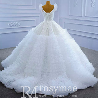 Vintage Tiered Ruffle Puffy Wedding Dress Princess Bridal Gown - Rosymae