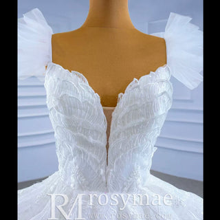 Vintage Tiered Ruffle Puffy Wedding Dress Princess Bridal Gown - Rosymae