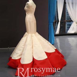 Vintage Trumpet Satin Wedding Dresses Mermaid Pageant Gowns - Rosymae