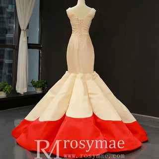 Vintage Trumpet Satin Wedding Dresses Mermaid Pageant Gowns - Rosymae