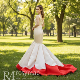 Vintage Trumpet Satin Wedding Dresses Mermaid Pageant Gowns - Rosymae