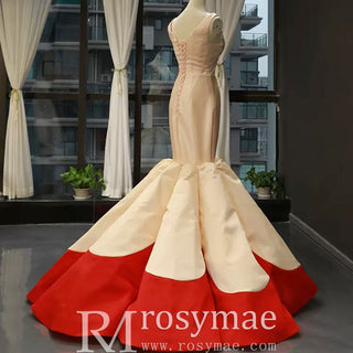 Vintage Trumpet Satin Wedding Dresses Mermaid Pageant Gowns - Rosymae