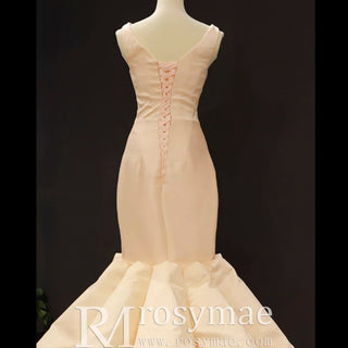 Vintage Trumpet Satin Wedding Dresses Mermaid Pageant Gowns - Rosymae