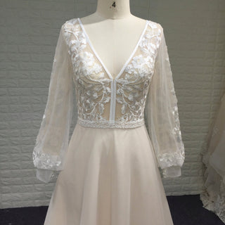 Vintage Wedding Dress with Flutter Lace Sleeves Timeless Look - Rosymae
