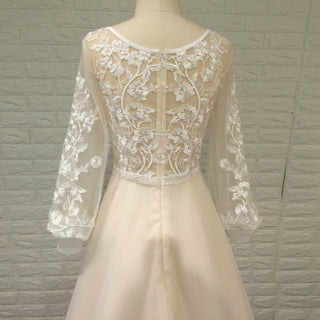 Vintage Wedding Dress with Flutter Lace Sleeves Timeless Look - Rosymae
