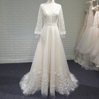 Vintage Wedding Dress with Flutter Lace Sleeves Timeless Look - Rosymae