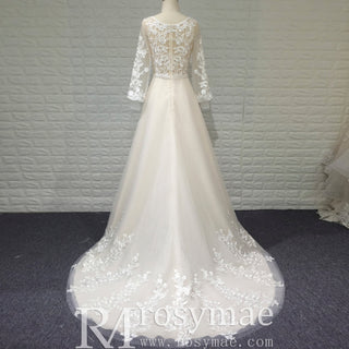 Vintage Wedding Dress with Flutter Lace Sleeves Timeless Look - Rosymae