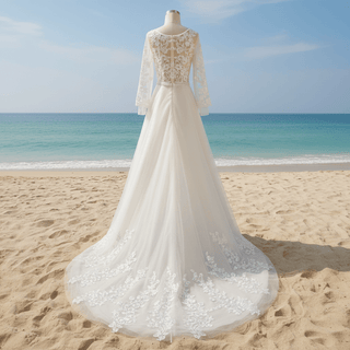 Vintage Wedding Dress with Flutter Lace Sleeves Timeless Look - Rosymae