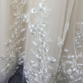 Vintage Wedding Dress with Flutter Lace Sleeves Timeless Look - Rosymae