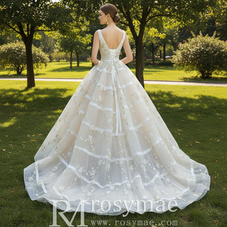 Classic Vneck Ball Gown Wedding Dress with Tank Top