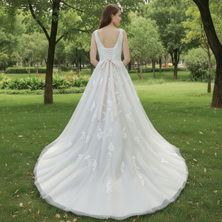 Elegant Plus Size A-Line Glitter Tulle Lace Wedding Dresses & Bridal Gowns