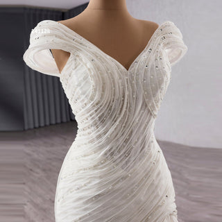Vneck Vintage Cap sleeve Mermaid Wedding dress with Ruffled Skirt - Rosymae