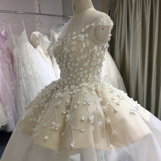 Voluminous Tiered Overskirt Wedding Dress with 3D Flowers & Mini Puff Underlay - Rosymae