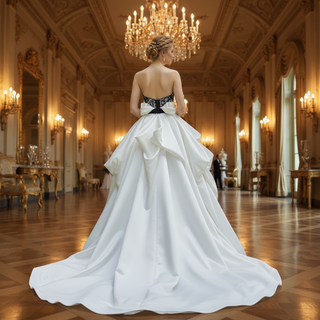 Unique Black Mesh Wedding Dress with Detachable Train