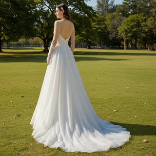 Bling Sequin Wedding Dress with Cape Hobo Bridal Gown