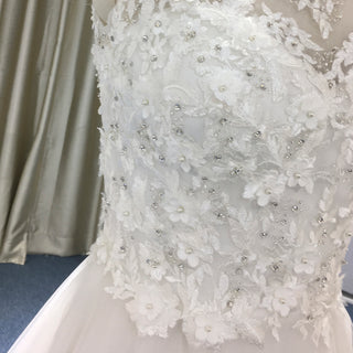 Sleeveless A-line Wedding Gown with Lace Bodice and Full Tulle Skirt