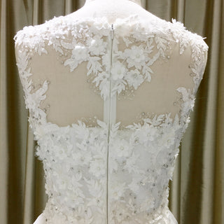 Sleeveless A-line Wedding Gown with Lace Bodice and Full Tulle Skirt